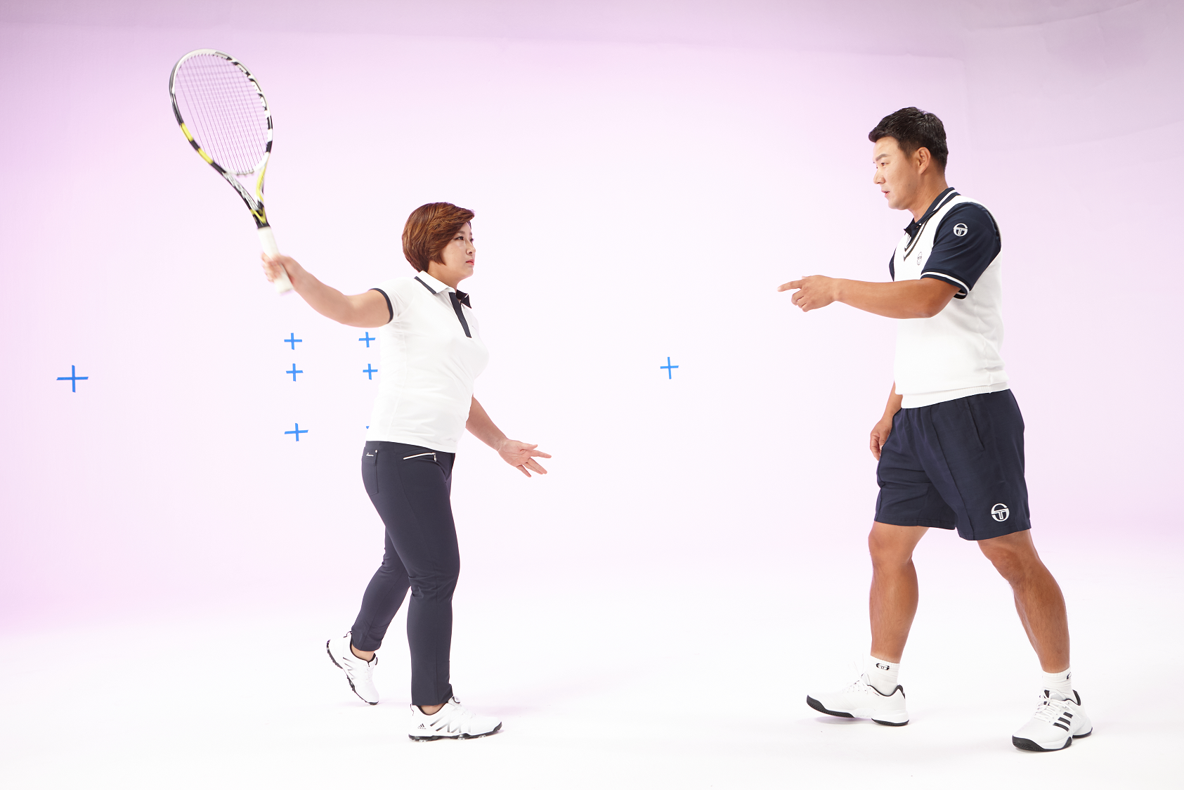 박세리에게 테니스를 가르치는 이형택